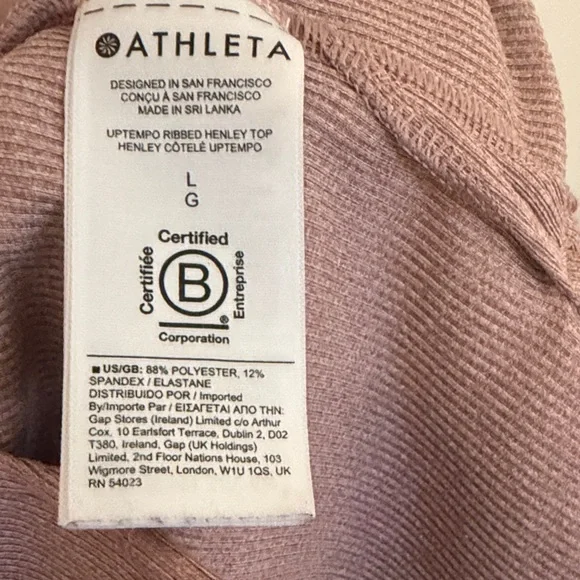 Athleta Uptempo Ribbed Long Sleeve Henley Top - Size Large - Picture 4 of 5